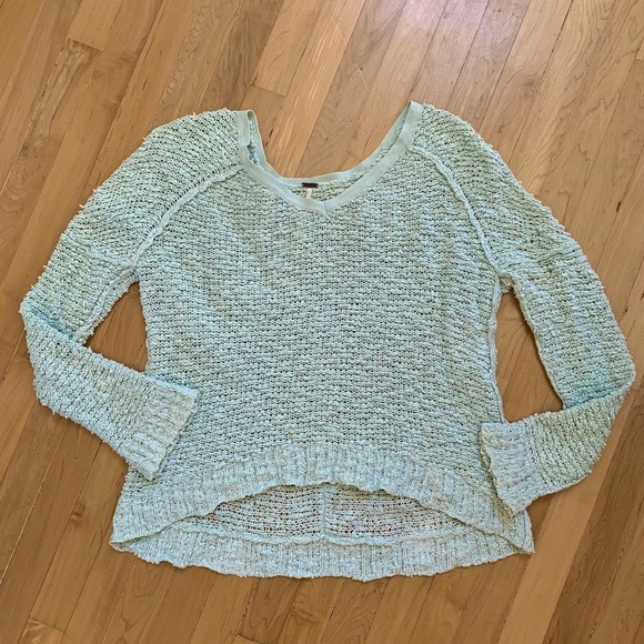 Free People Songbird Popcorn Pullover Sweater Aqua Size Medium - Picture 3 of 8